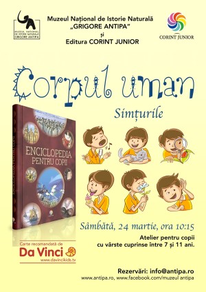 “Corpul uman – Simțurile”, atelier gratuit pentru copii la Muzeul Antipa